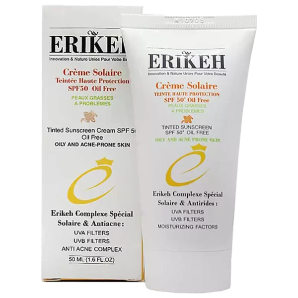 خرید و قیمت کرم ضد آفتاب رنگی پوست چرب و مستعد جوش و آکنه اریکه 50 میل Erikeh Tinted Sunscreen SPF 50 - لوازم آرایشی و بهداشتی درتا