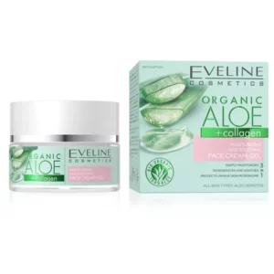 خرید اینترنتی ژل کرم آبرسان و آرامبخش صورت اولاین آلوئه ورا کلاژن مدل Bio Organic Aloe + Collagen - درتا بیوتی