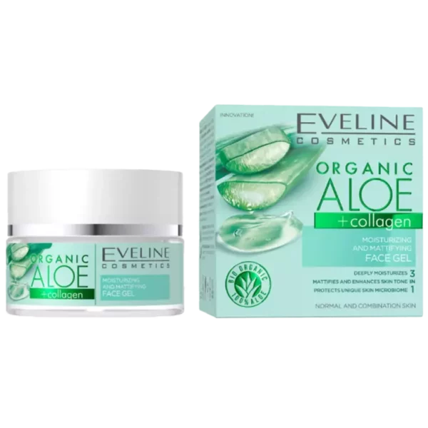 خرید اینترنتی ژل آبرسان و مات کننده صورت اولاین آلوئه ورا کلاژن مدل Bio Organic Aloe + Collagen پوست نرمال و مختلط - درتا بیوتی