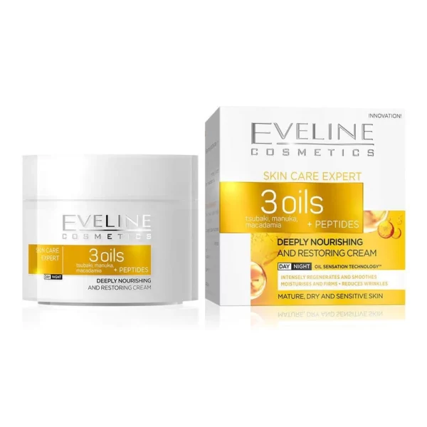 کرم تغذیه کننده روغن های مغذی اولاین Eveline 3 Oils حجم 50 میلی لیتر